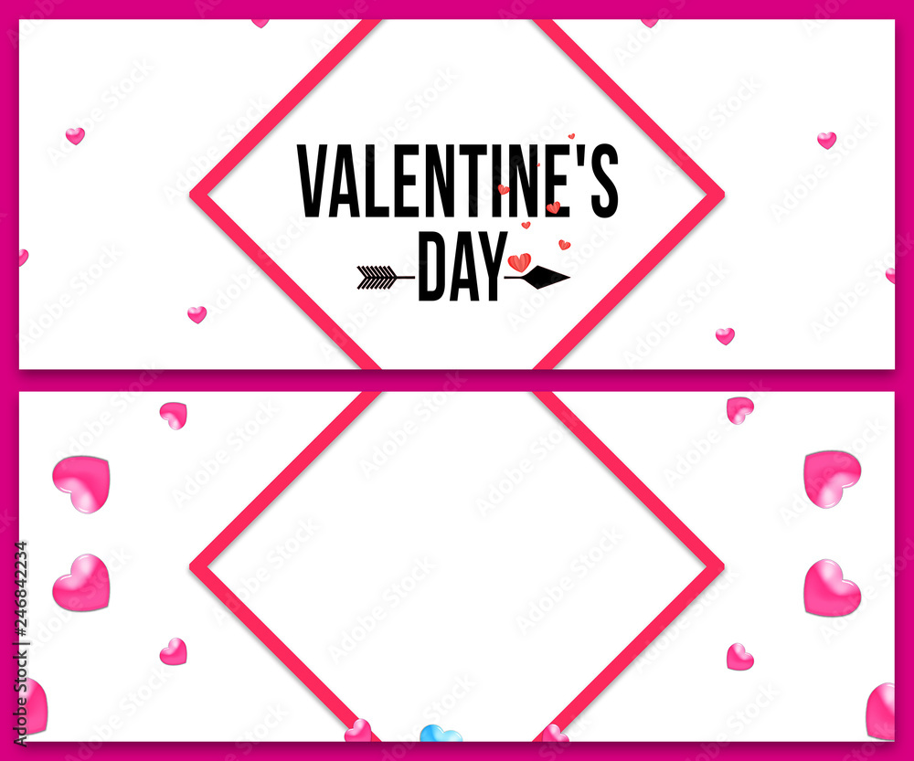 Creative website header or banner set of Mega Sale for Happy Valentine's Day celebration.