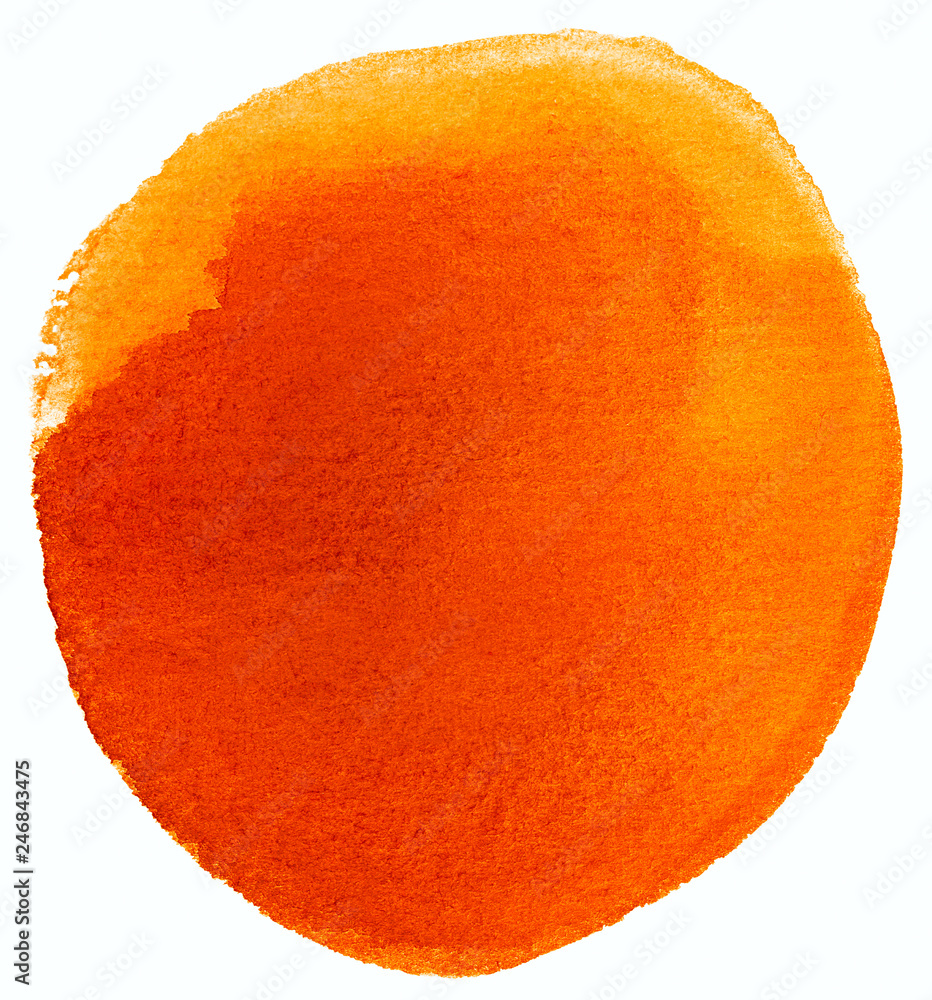 watercolor stain a circle red orange - obrazy, fototapety, plakaty 