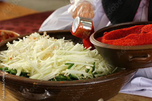 한국의 음식 배추 김치 축제 백그라운드 이미지