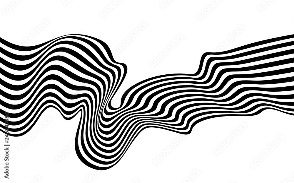 Fototapeta premium czarno-biała zakrzywiona linia pasek hałaśliwy fala streszczenie tło