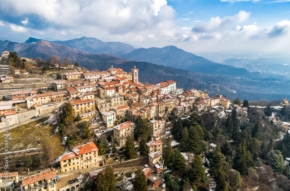 Aerial view of the Sacro Monte of Varese, is a sacred mount is a historic pilgrimage site and Unesco World Heritage, Varese, Lombardy, Italy Aerial view of the Sacro Monte of Varese, is a sacred mount is a historic pilgrimage site and Unesco World Heritage, Varese, Lombardy, Italy