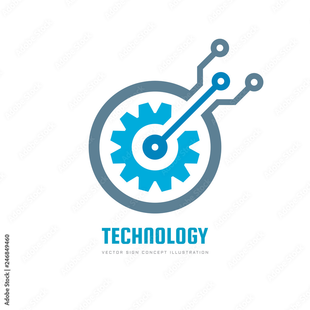 Digital tech - vector business logo template concept illustration. Gear electronic factory sign. Cog wheel technology symbol. SEO emblem. Design element. Digital tech - vector business logo template concept illustration. Gear electronic factory sign. Cog wheel technology symbol. SEO emblem. Design element.