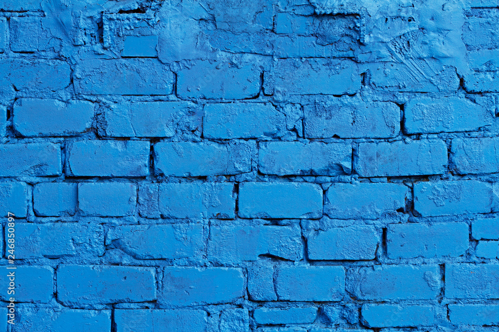 Fototapeta premium Blue brick wall as background, texture