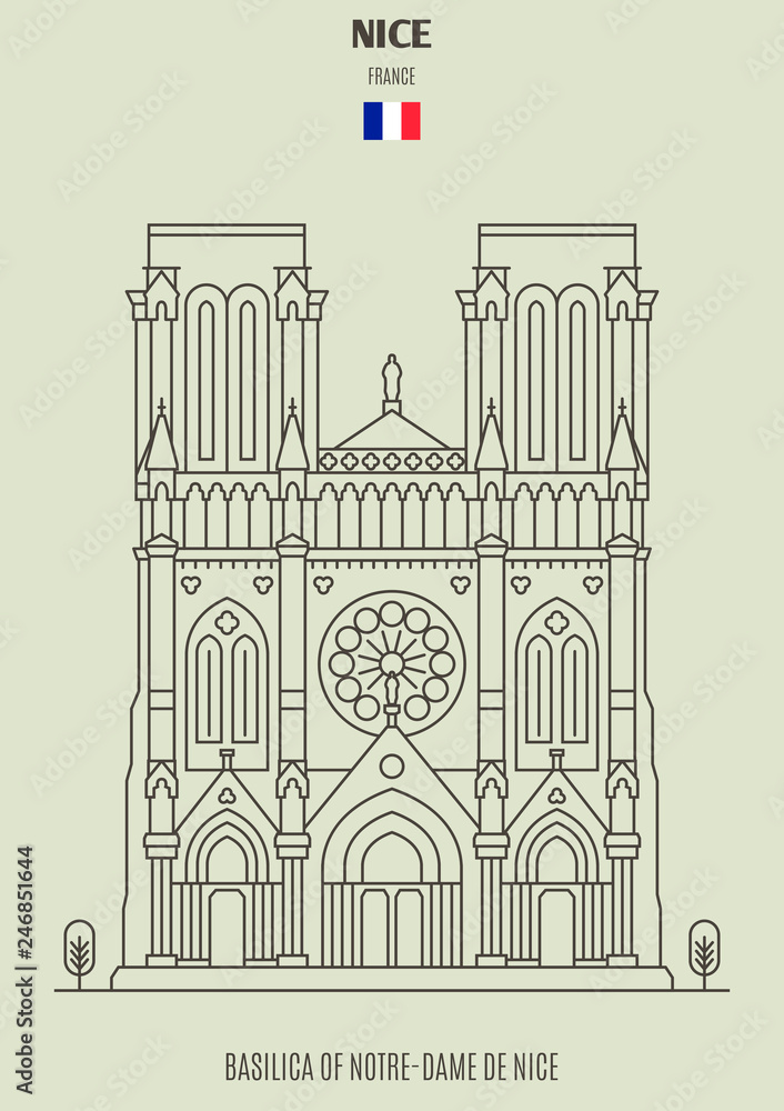 Basilica of Notre-Dame de Nice, France. Landmark icon