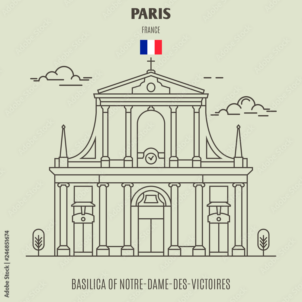 Basilica of Notre-Dame-des-Victoires in Paris, France. Landmark icon