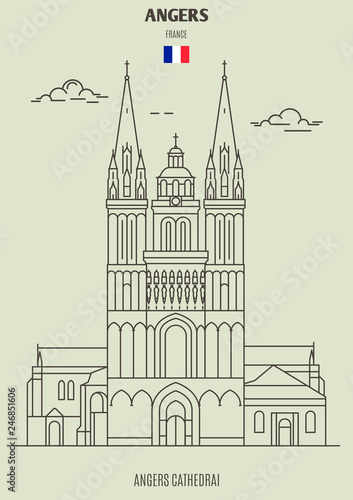 Angers cathedral in Angers, France. Landmark icon