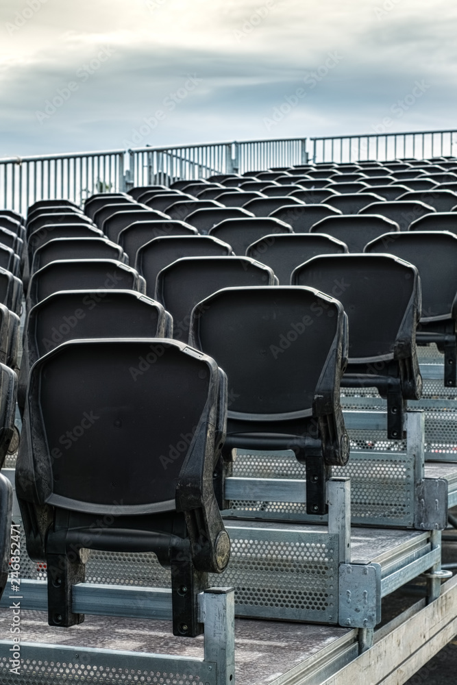 Obraz premium Empty black tribune seats
