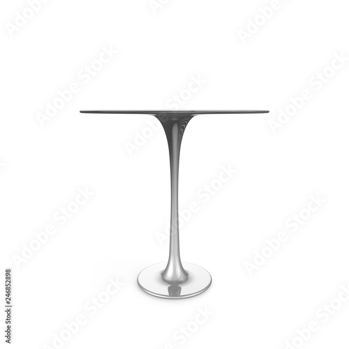 Table metal on a long leg. There is free space for your design. White isolated background
