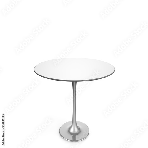 Table metal on a long leg. There is free space for your design. White isolated background