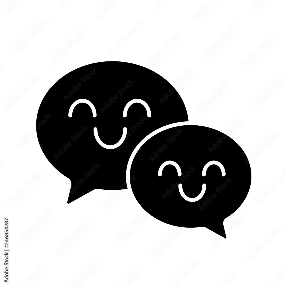 Smiling speech bubbles glyph icon Smiling speech bubbles glyph icon