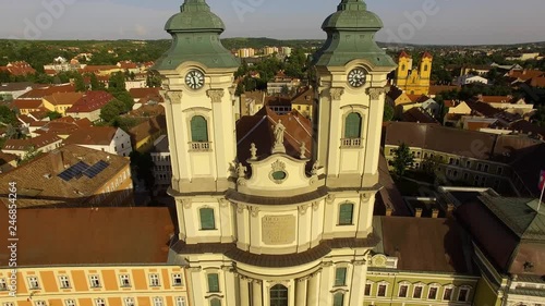 Drone scene of Minorita church at Eger photo