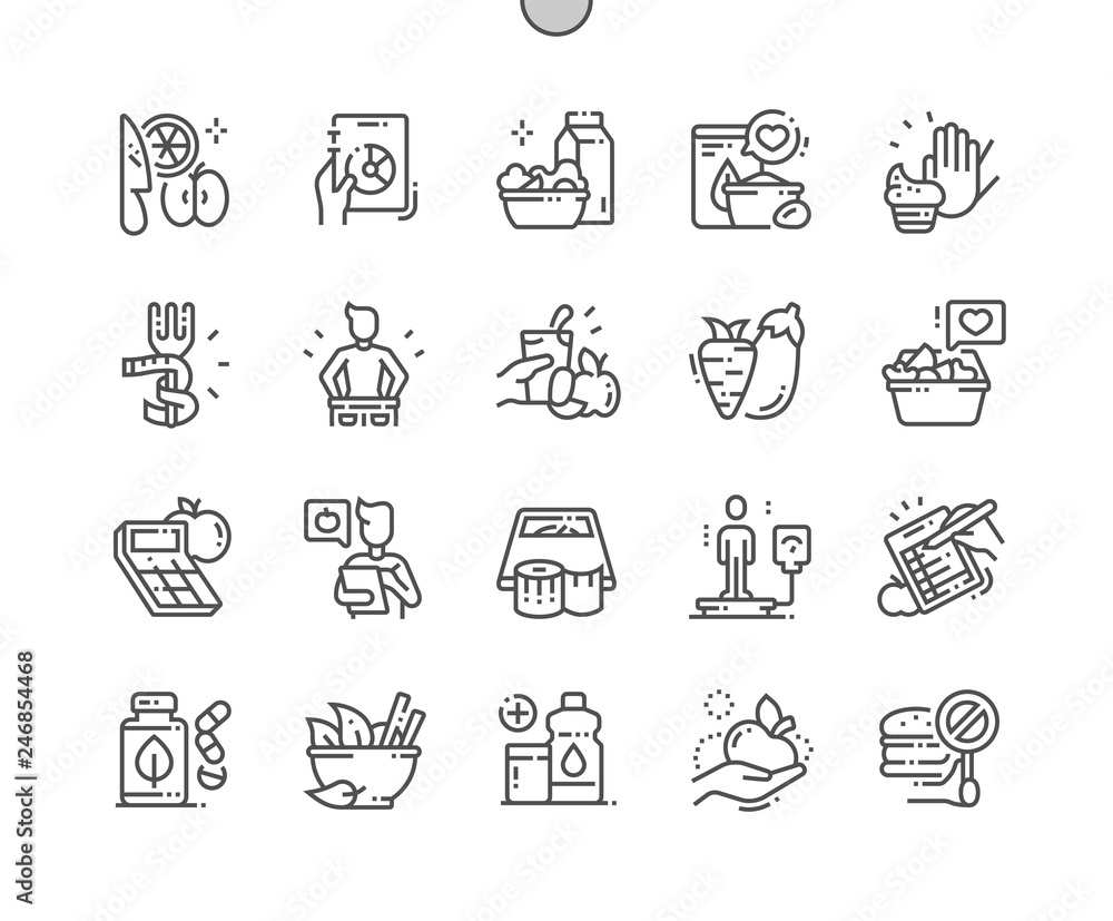 Diet Well-crafted Pixel Perfect Vector Thin Line Icons 30 2x Grid for ...