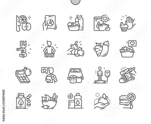 Diet Well-crafted Pixel Perfect Vector Thin Line Icons 30 2x Grid for Web Graphics and Apps. Simple Minimal Pictogram