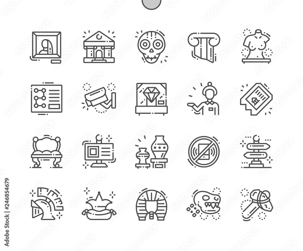 Museum Well-crafted Pixel Perfect Vector Thin Line Icons 30 2x Grid for Web Graphics and Apps. Simple Minimal Pictogram