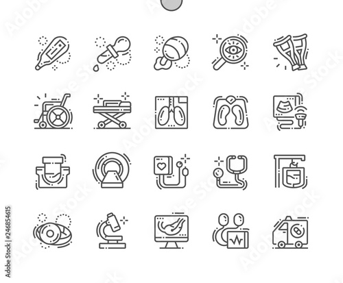 Medical facilities Well-crafted Pixel Perfect Vector Thin Line Icons 30 2x Grid for Web Graphics and Apps. Simple Minimal Pictogram