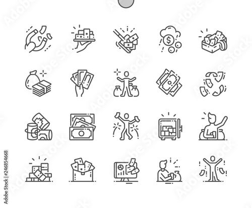 A lot of money Well-crafted Pixel Perfect Vector Thin Line Icons 30 2x Grid for Web Graphics and Apps. Simple Minimal Pictogram