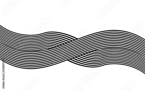 black and white curved line stripe mobious wave abstract background