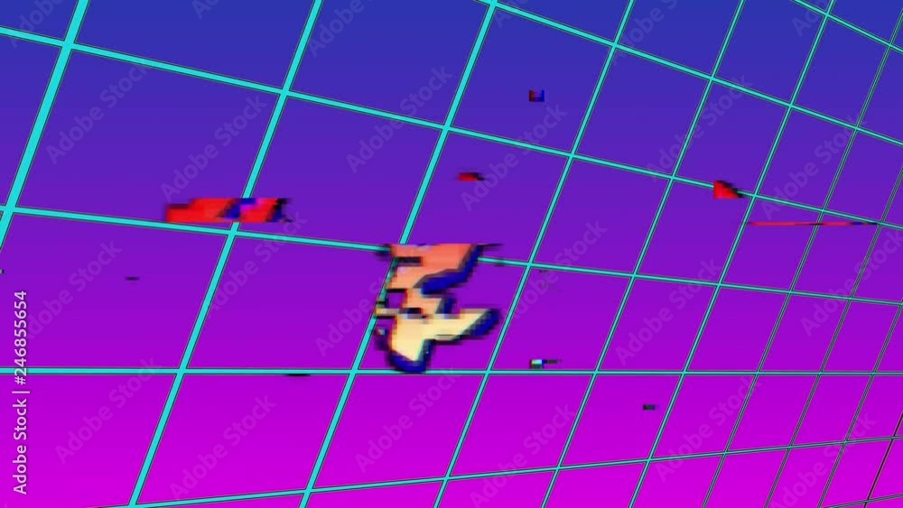 Animation of a countdown from 10 to 0 appearing on a retro 80s 90s ...