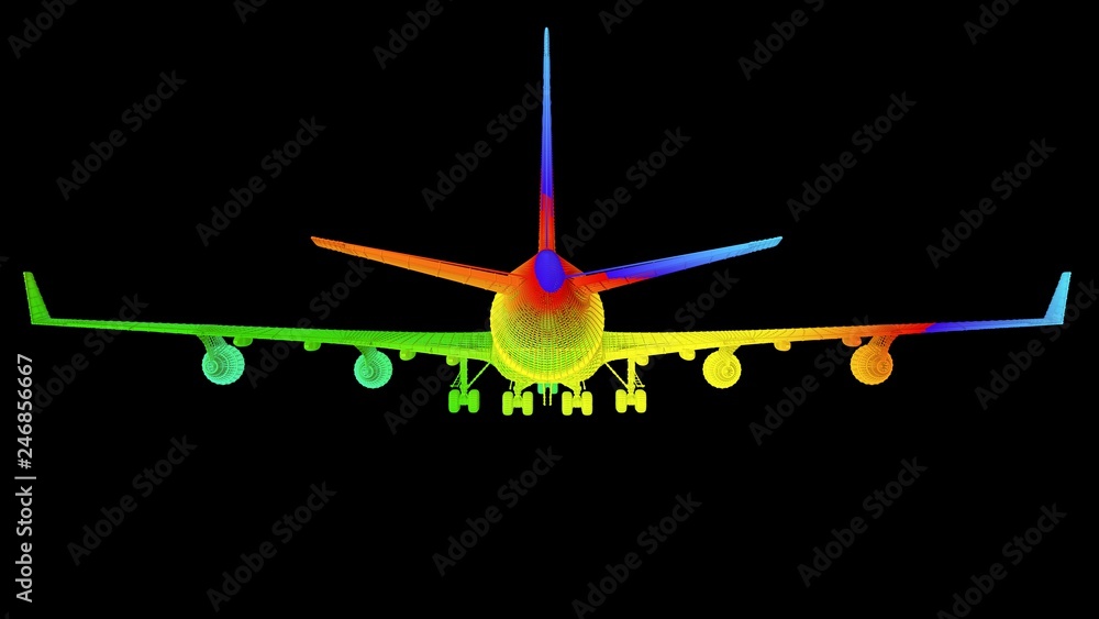 3d rendering of an outline rainbow color object isolated on black 3d rendering of an outline rainbow color object isolated on black