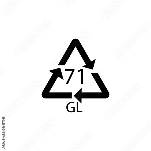 71 GL mark - green glass. Glass recycling sign