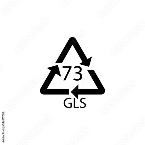 73 GLS mark - bottle glass(Dark Brown, Dark Sort Glass). Glass recycling sign