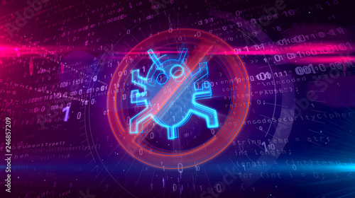 Antivirus icon on digital background © Skórzewiak