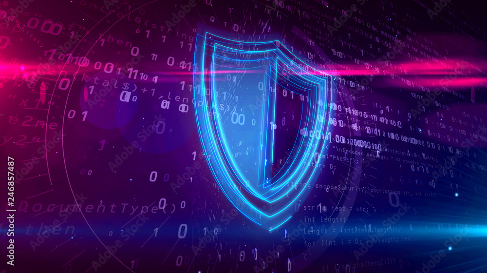 Obraz premium Cyber security digital concept with shield