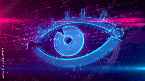 Photos Cyber surveillance digital concept with spy eye