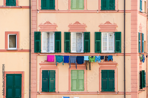 colorful old facade with in small village Camogli