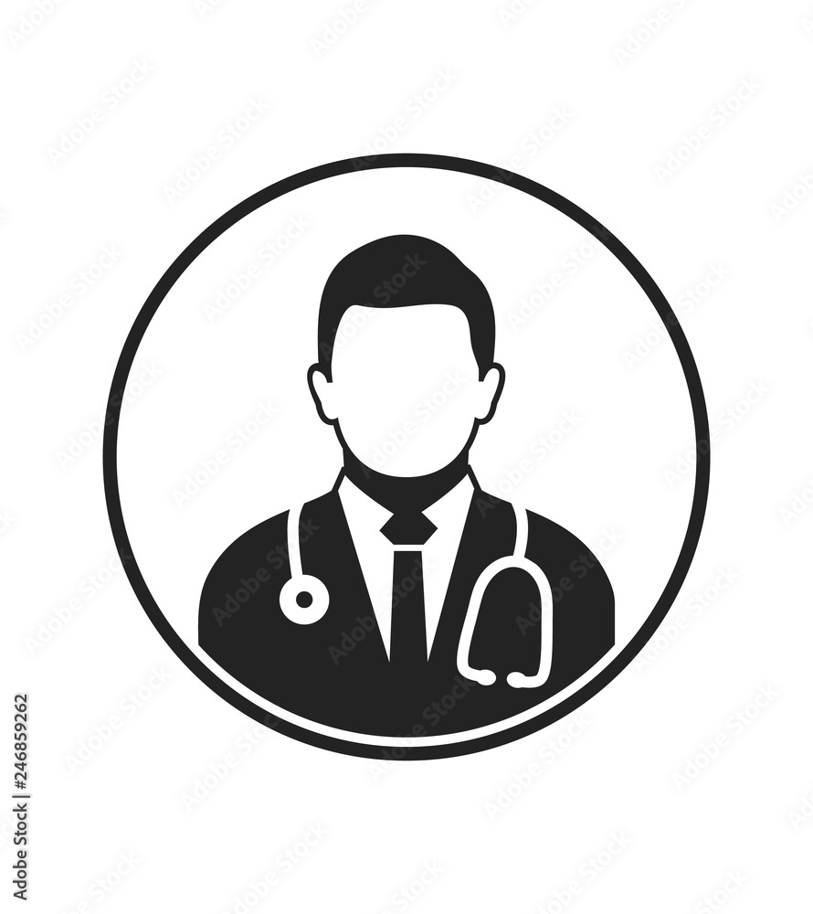 Male Doctor Profile Icon. Flat style vector EPS.