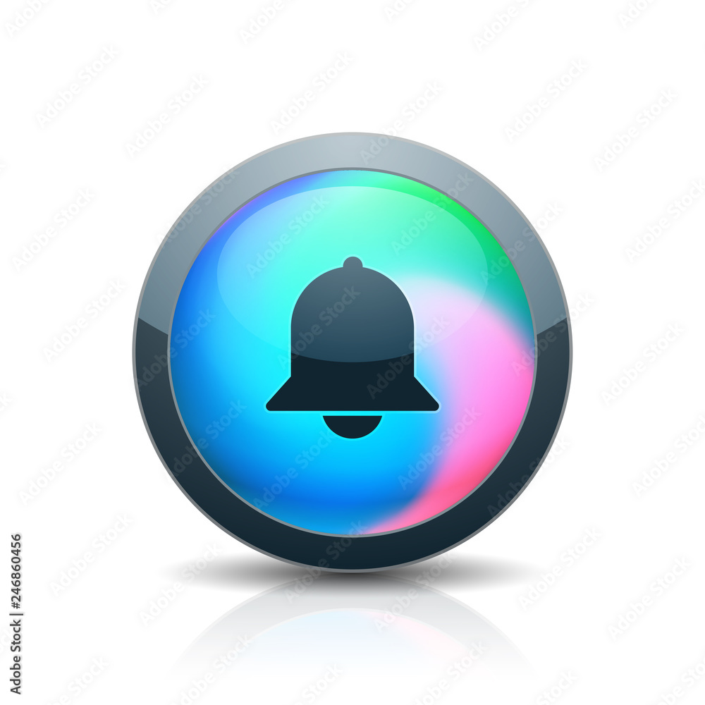 Bell button Holographic style illustration Bell button Holographic style illustration