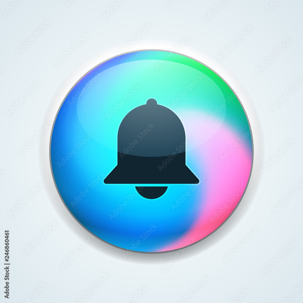 Bell button Holographic style illustration Bell button Holographic style illustration