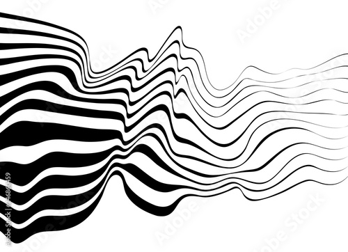 black and white mobious wave abstract background