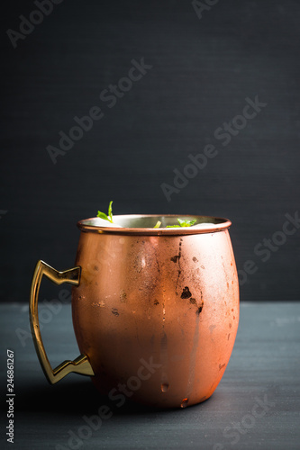 Photography Fresh lychee moscow mule on the rustic background