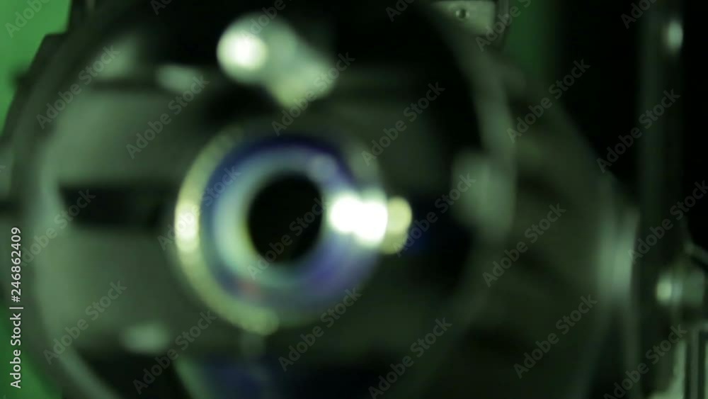 Theater profile lamp with which the illuminator works Theater profile lamp with which the illuminator works
