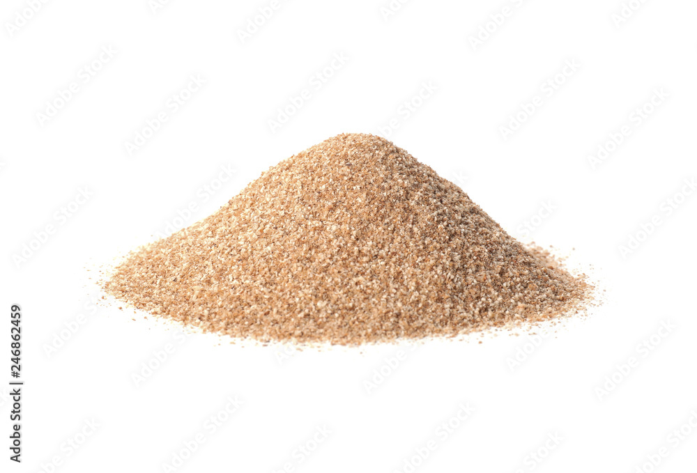 Pile of buckwheat flour isolated on white Pile of buckwheat flour isolated on white