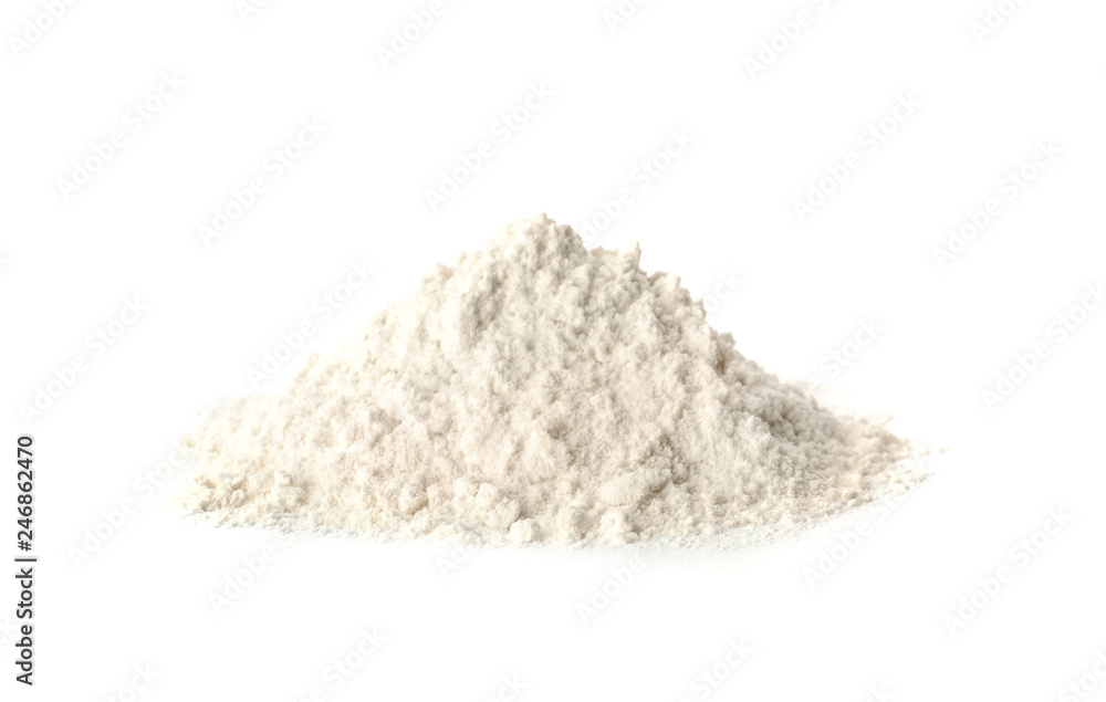 Pile of wheat flour isolated on white Pile of wheat flour isolated on white