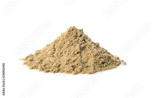 Pile of fresh pumpkin seed flour isolated on white