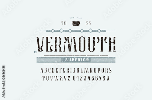 Stock vector narrow serif font