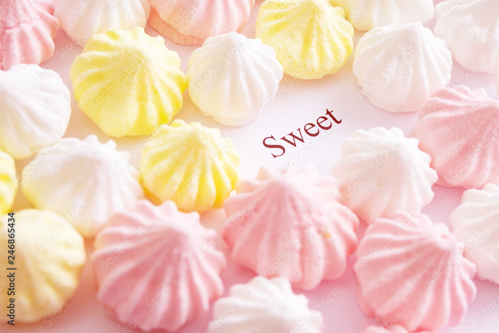 pink white and yellow cakes sweet meringue pink white and yellow cakes sweet meringue