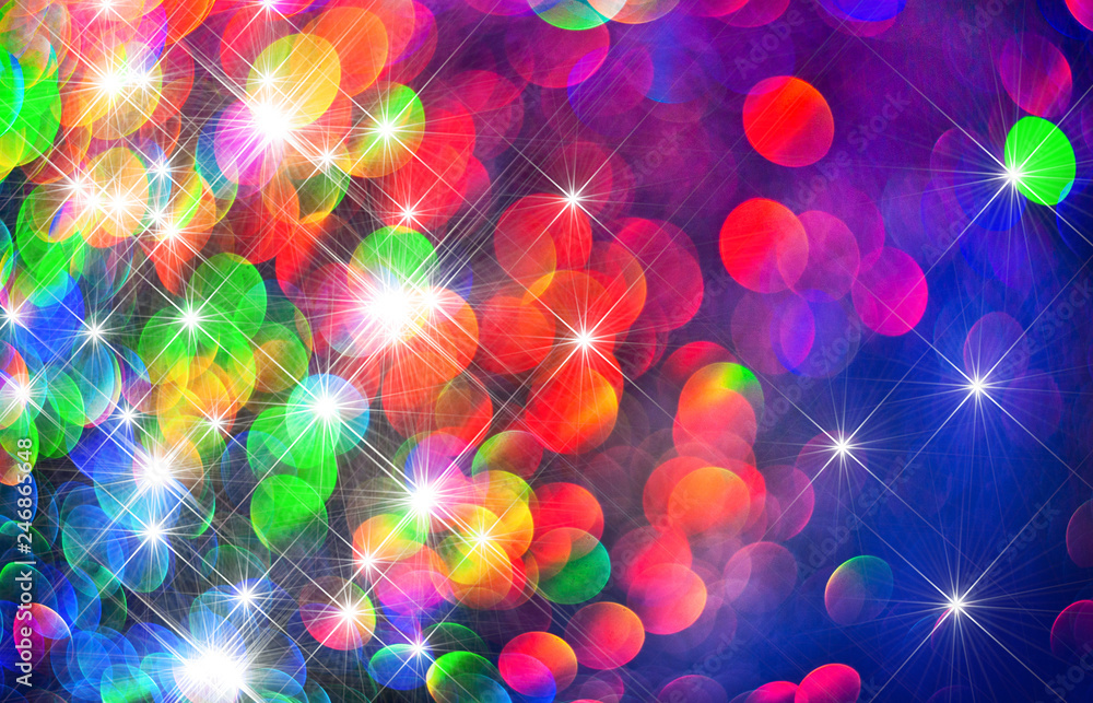 Naklejka premium The glow of a stars on a colorful background.