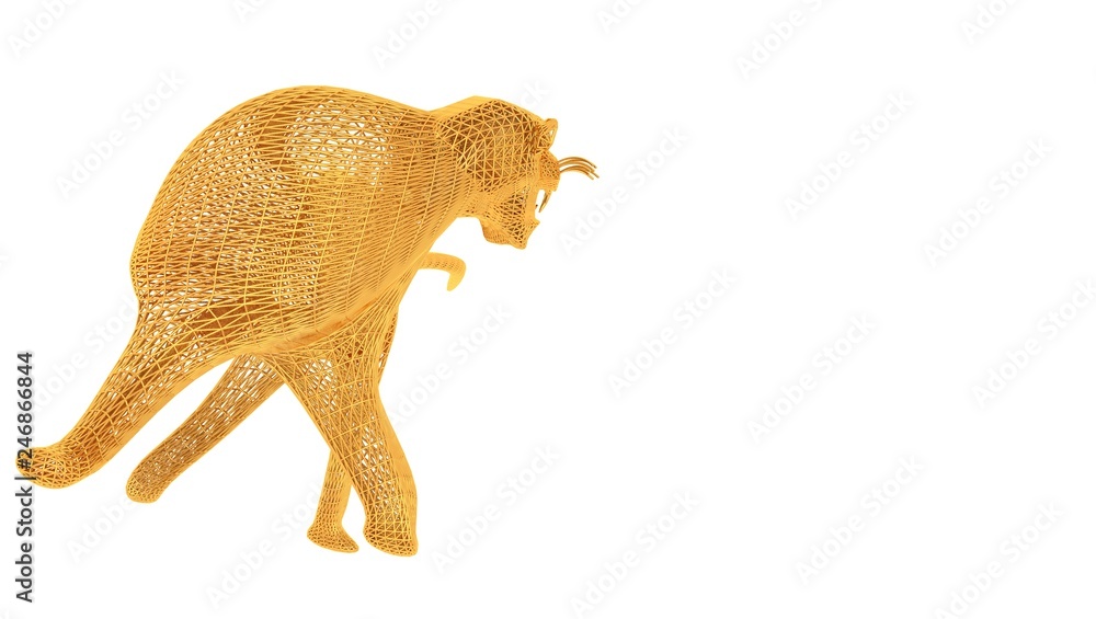 Obraz premium 3d rendering of a wired object in yellow on isolated on white background