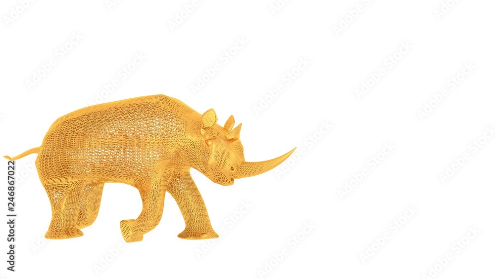 3d rendering of a wired object in yellow on isolated on white background 3d rendering of a wired object in yellow on isolated on white background