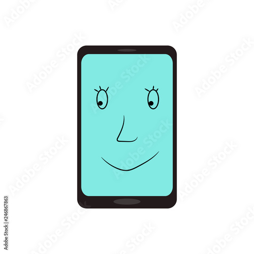 Cute phone cartoon in vecto...