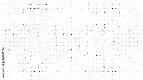 Abstract dots background. Monochrome grunge dirt texture. Halftone Pop Art comic pattern. Polka dot. Geometric vector pattern. Template for presentation flyer, business cards, stickers, report, fabric