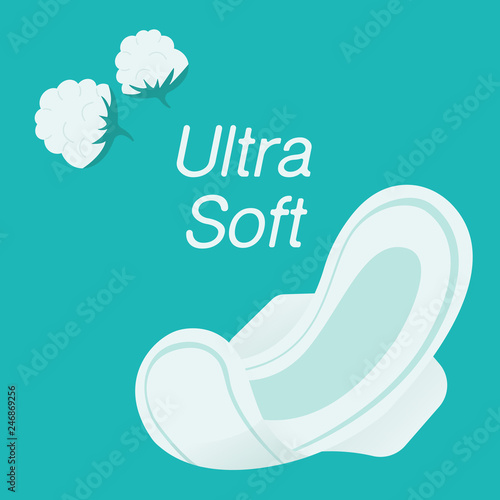 Vector illustration of female days, menstruation, pads. On a blue background