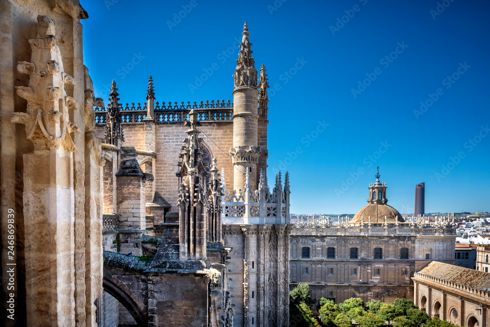 Fototapeta premium View of Seville city from the Giralda Cathedral tower, Seville (Sevilla), Andalusia, Southern Spain.