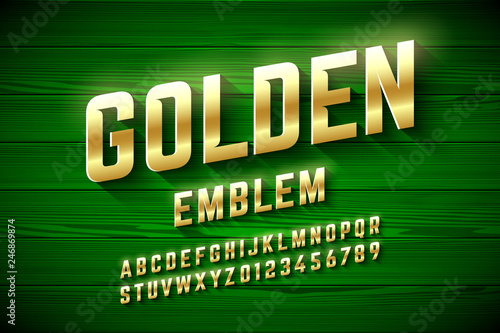 Golden emblem style font, m...