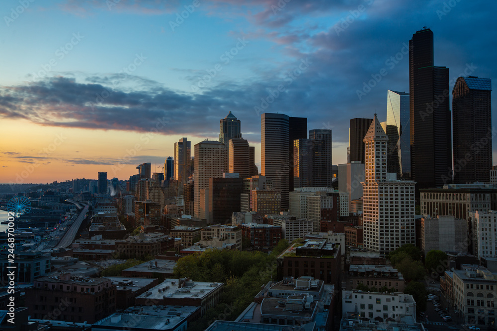 Obraz premium Seattle Washington Cityscape Sunset