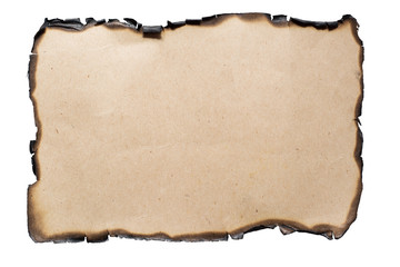 Old burnt paper isolated on a white background